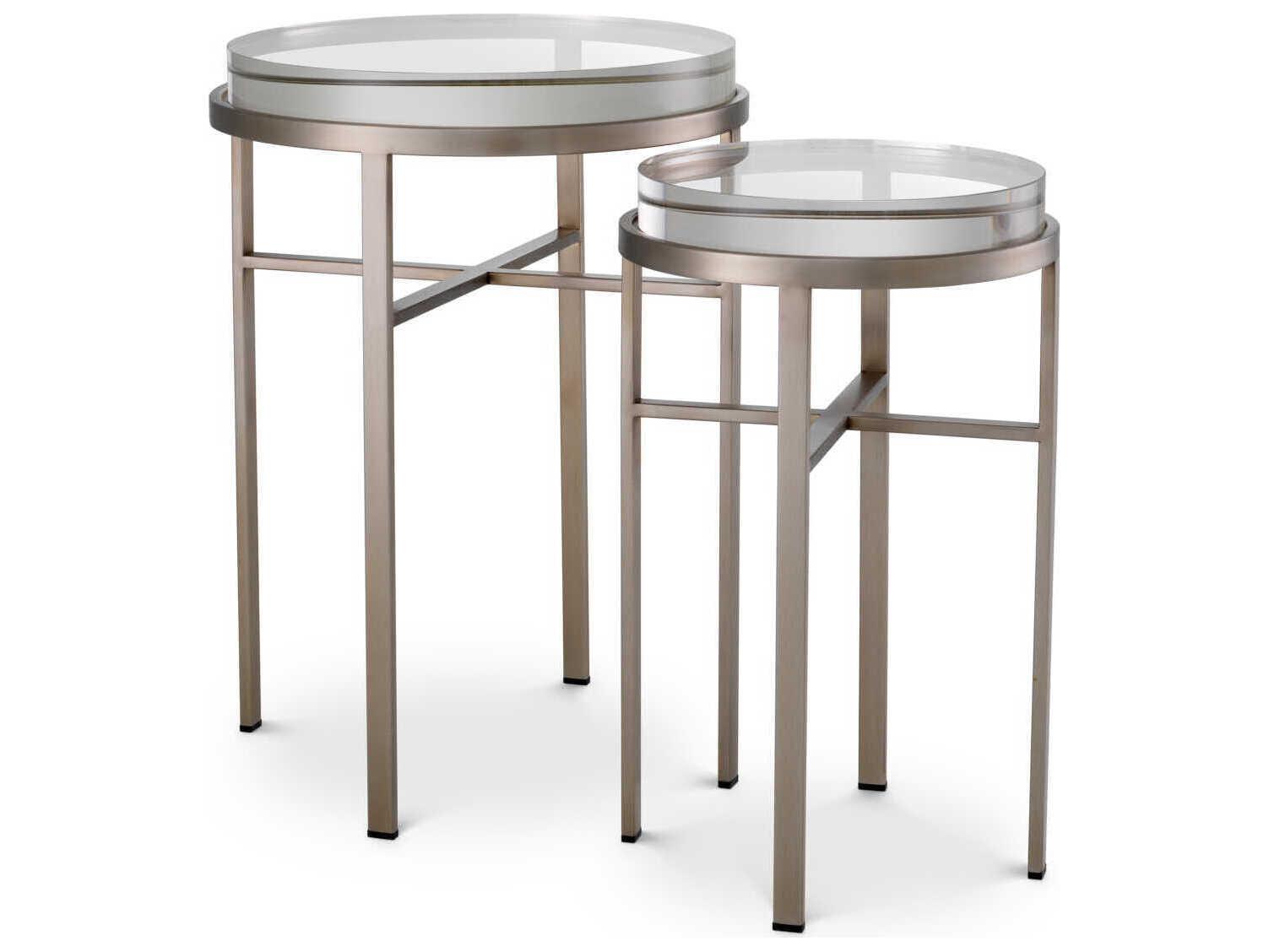 Eichholtz Hoxton Brushed Steel Set of 2 Side Table