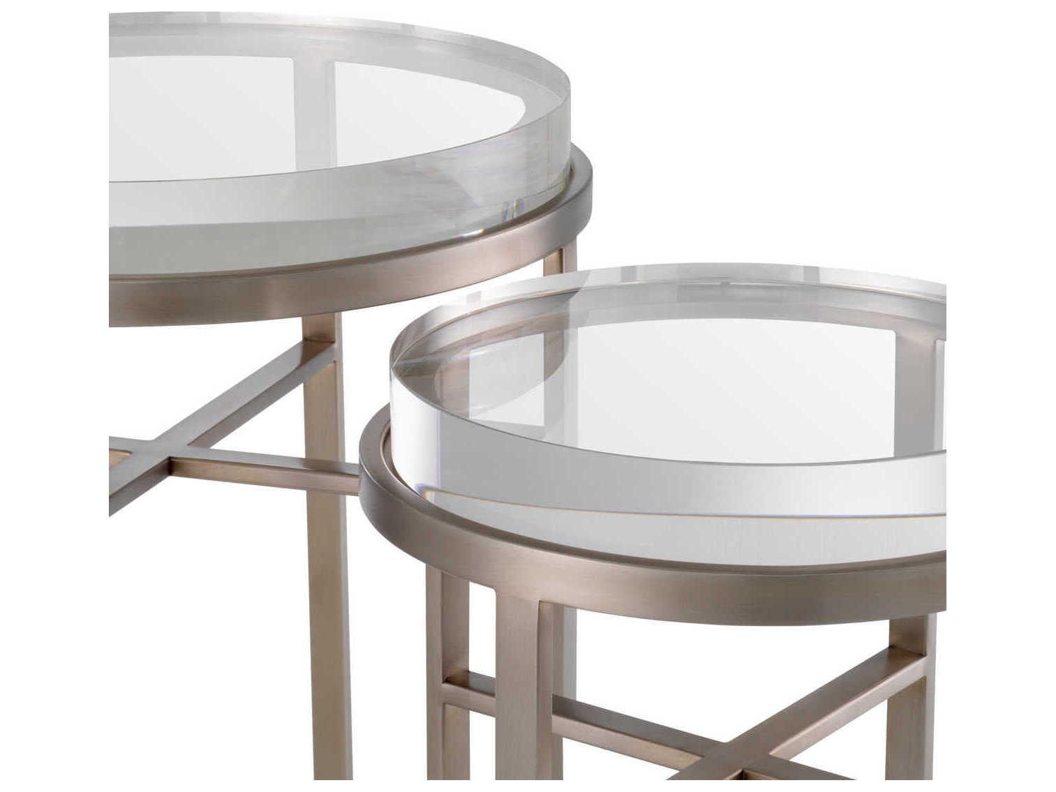 Eichholtz Hoxton Brushed Steel Set of 2 Side Table