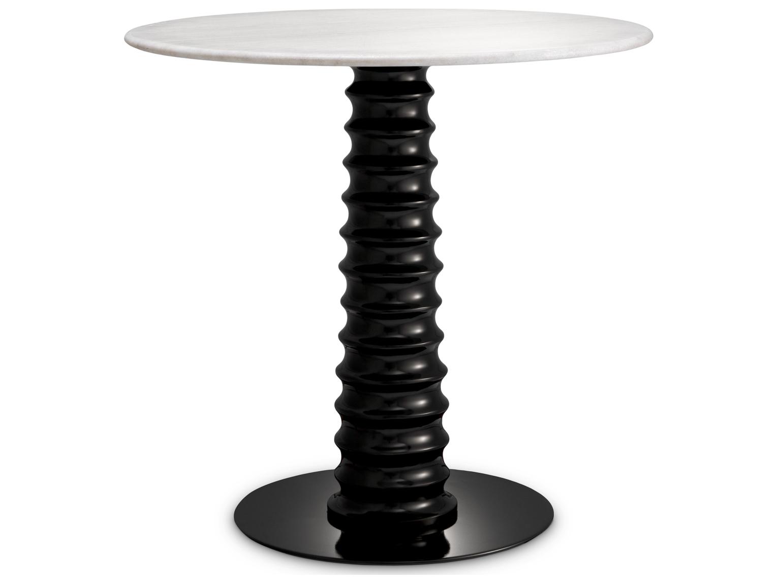 Eichholtz Round Black X White Marble Top Dining Table