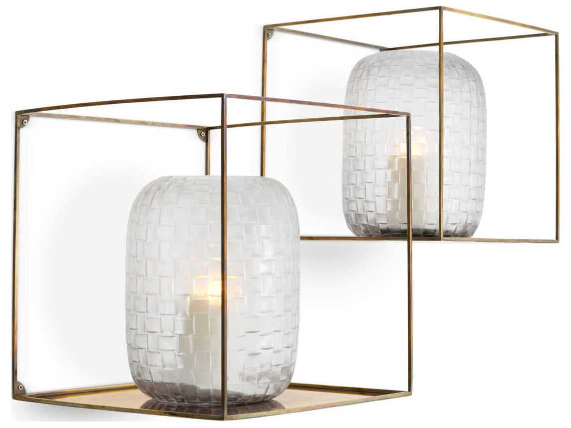 Eichholtz Deco Square Vintage Brass Set of 2 Wall Rack