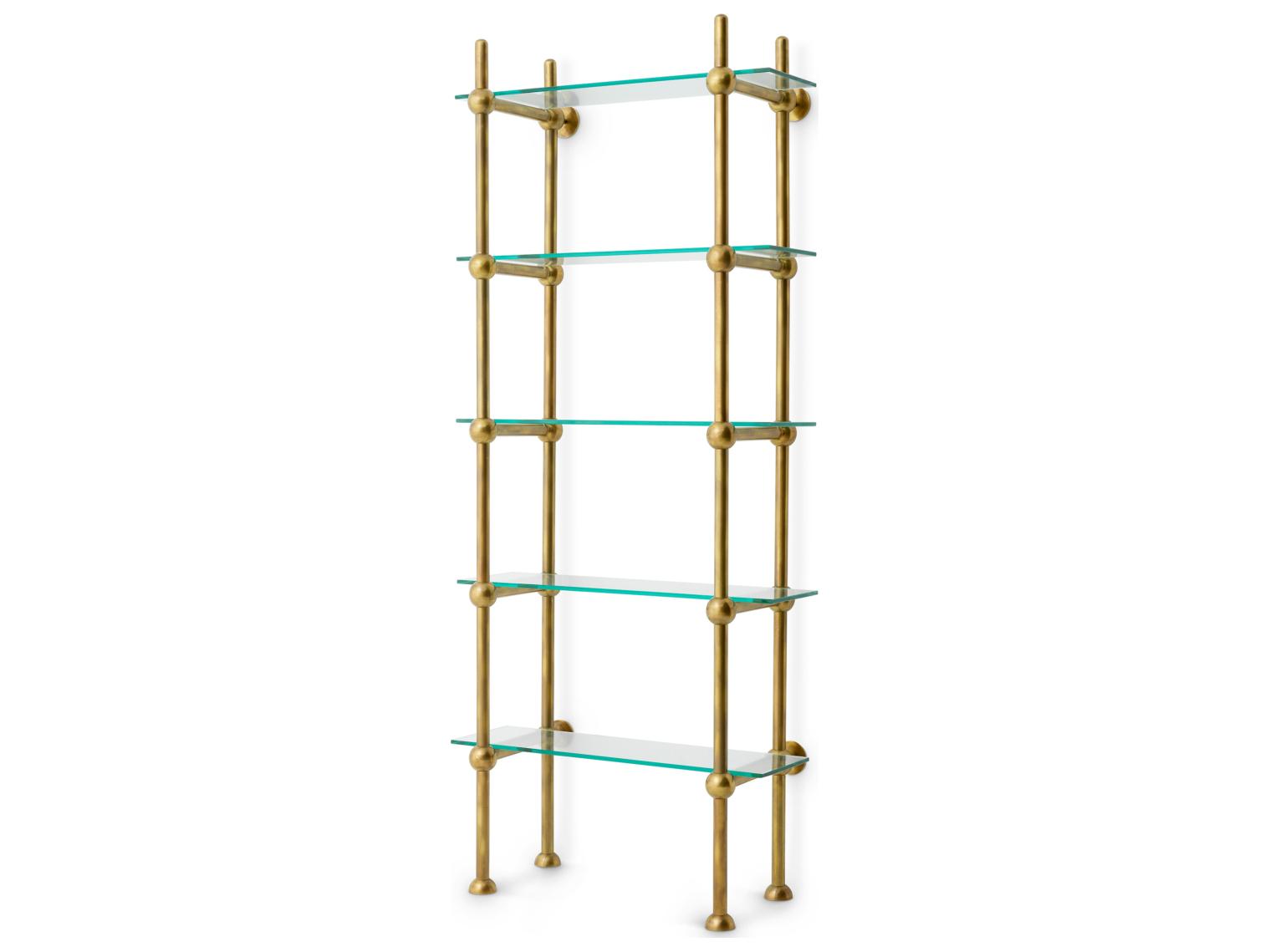 Eichholtz Vintage Brass X Clear Glass Etagere