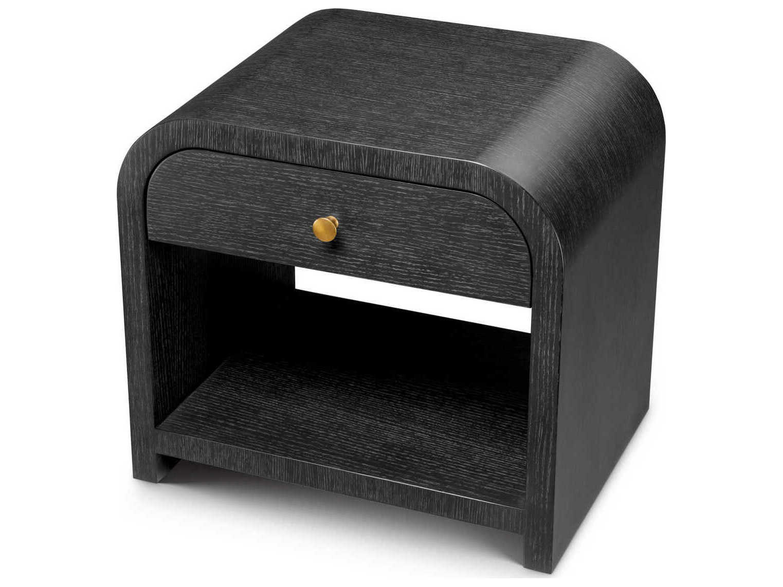 Eichholtz Rhodes Charcoal Grey Oak Veneer Nightstand