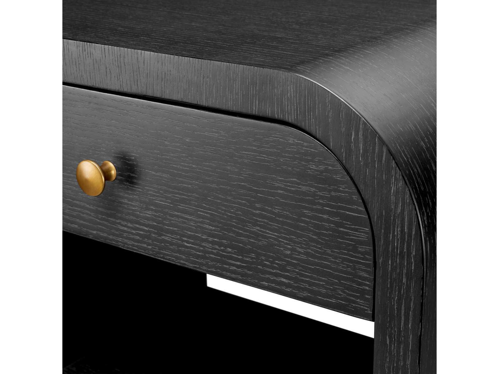 Eichholtz Rhodes Charcoal Grey Oak Veneer Nightstand