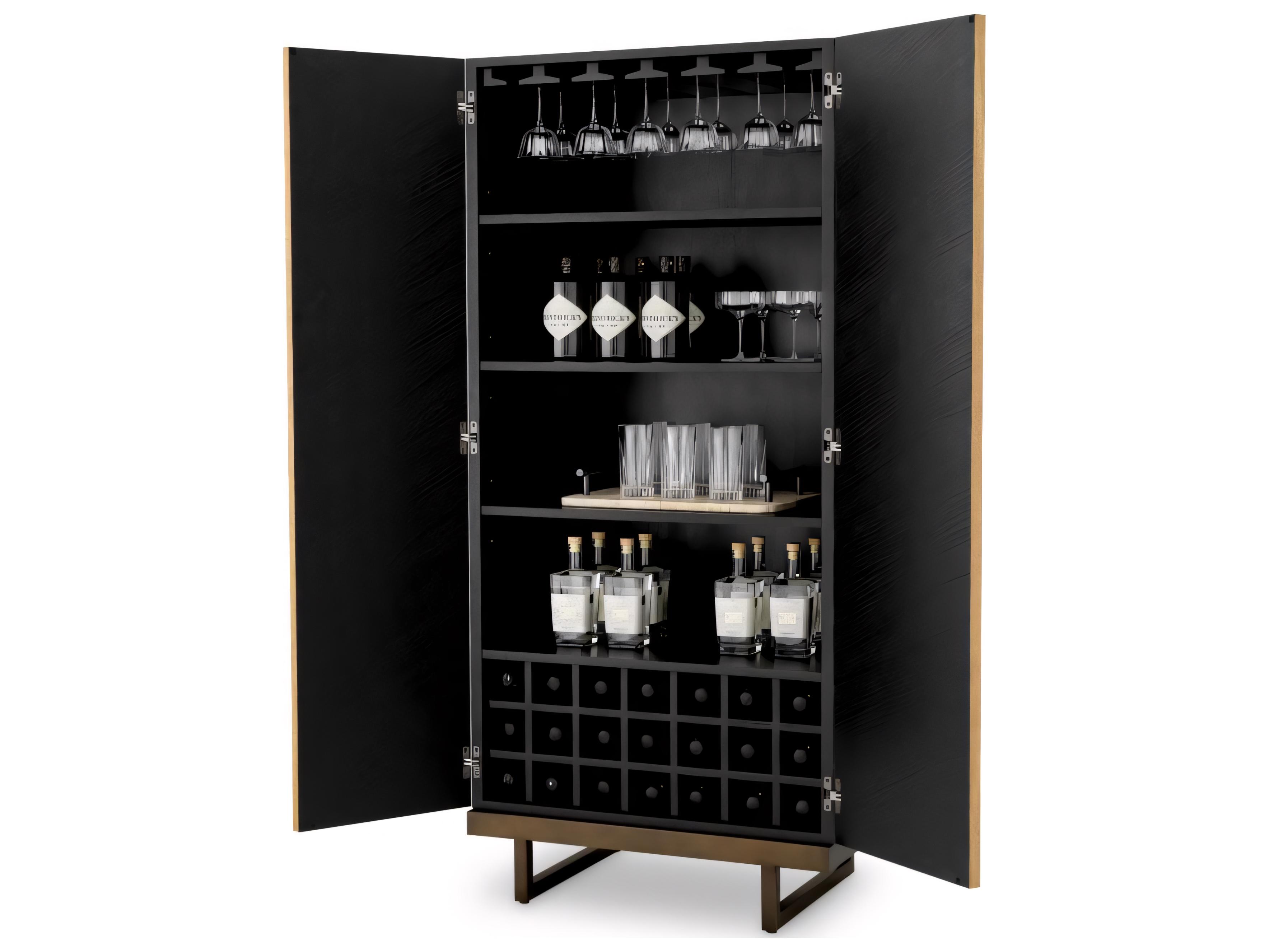 Eichholtz Brown Oak Wood Natural Veneer X Eucalyptus Bar Cabinet