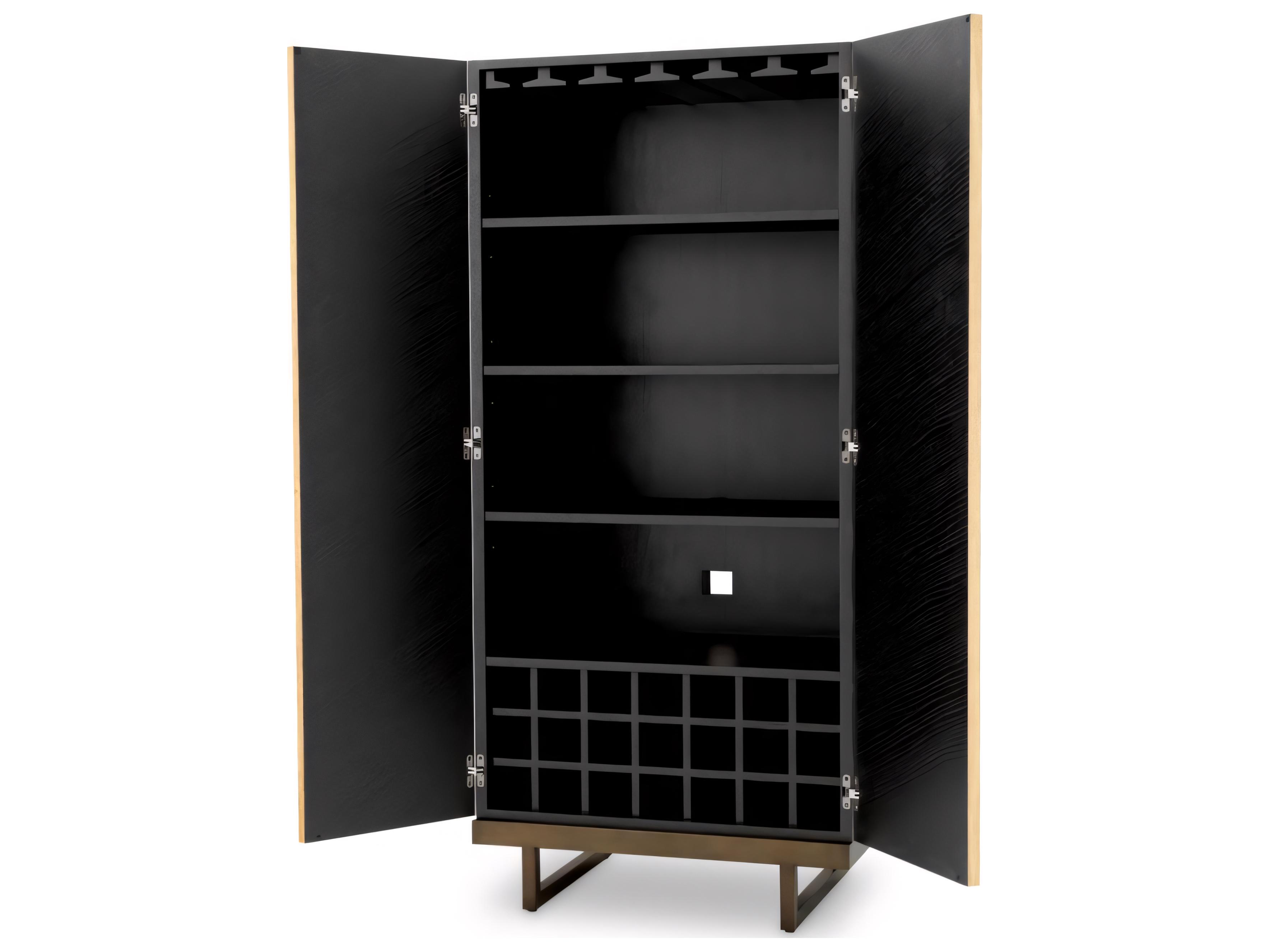 Eichholtz Brown Oak Wood Natural Veneer X Eucalyptus Bar Cabinet