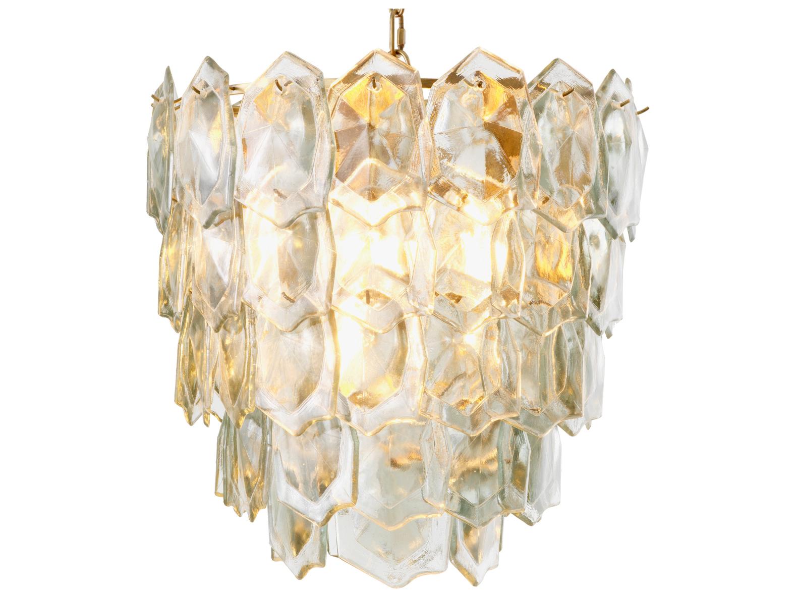 Eichholtz Vintage Brass X Clear Glass Chandelier