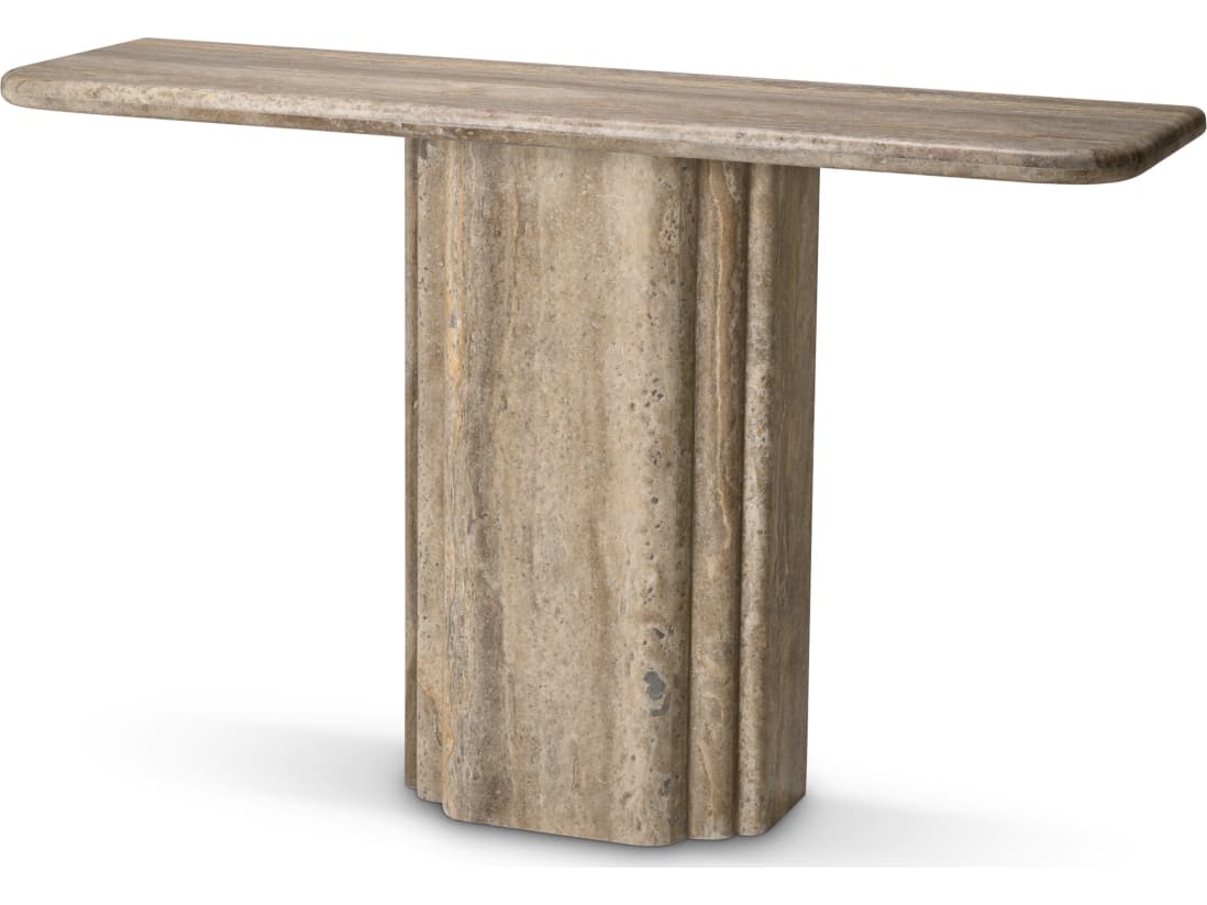 Eichholtz Rectangular Stone Silver Travertine Console Table