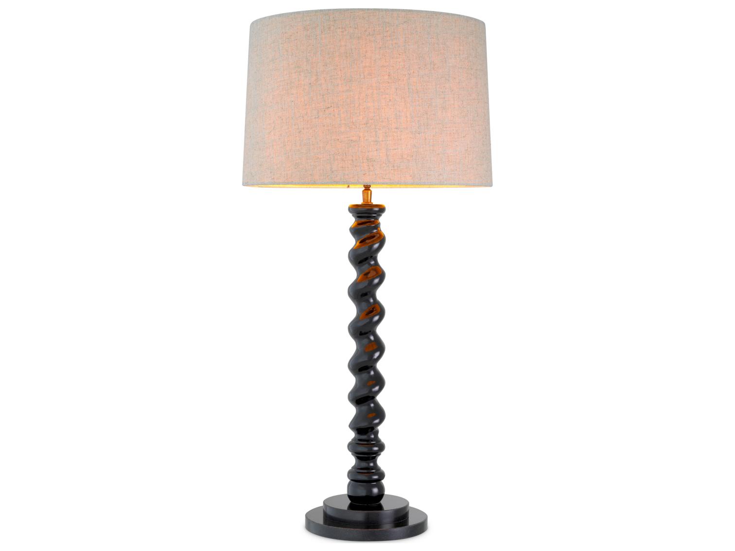 Eichholtz Piano Black X Granite Base Buffet Lamp