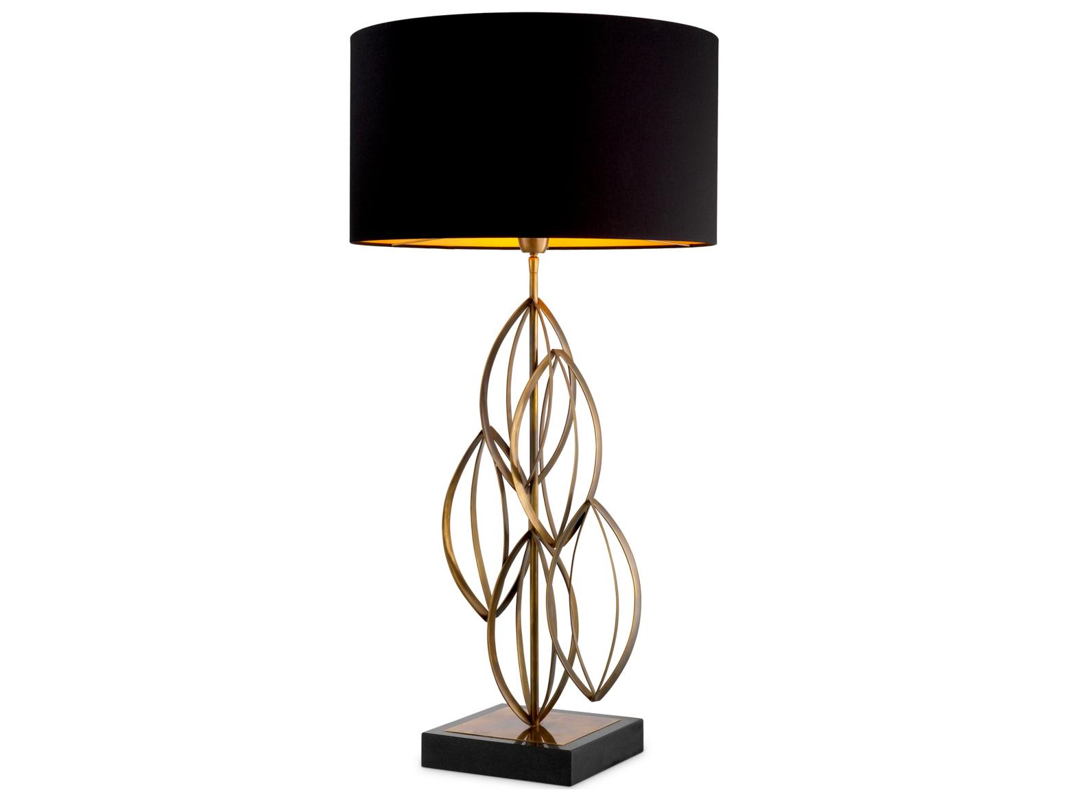 Eichholtz Vintage Brass X Black Granite Base Buffet Lamp