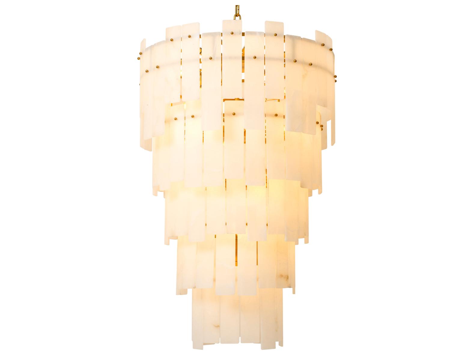Eichholtz Antique Brass X Alabaster Tiered Chandelier
