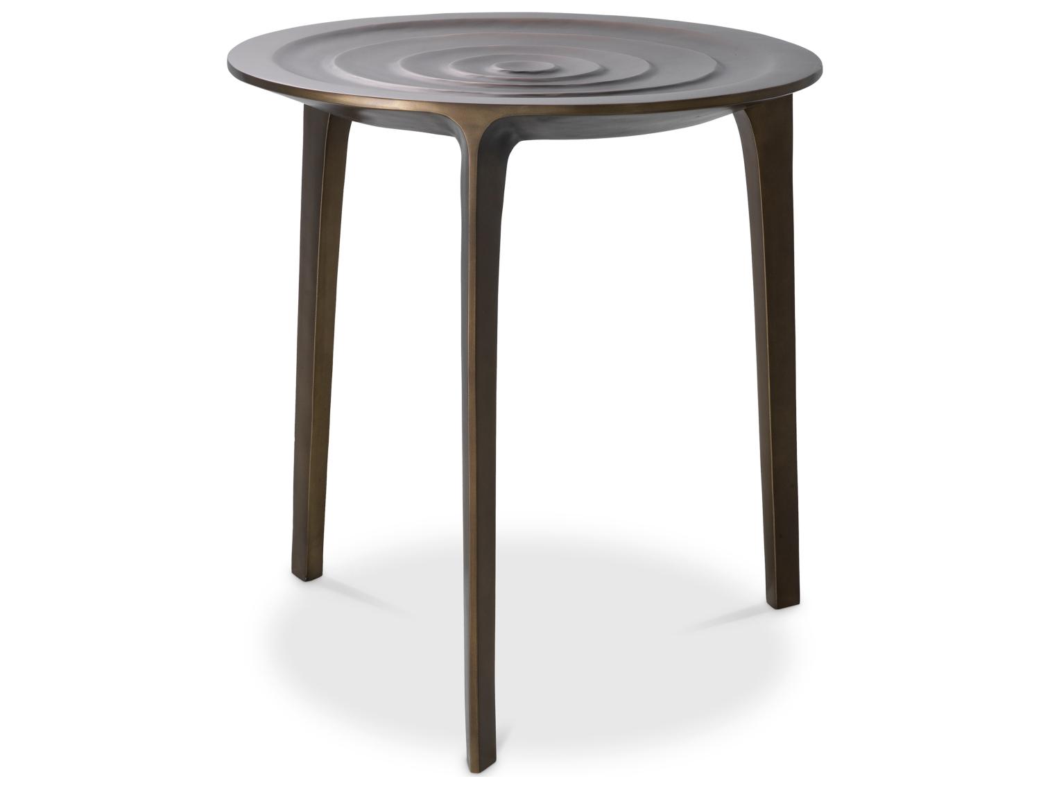 Eichholtz Round Wood Bronze End Table