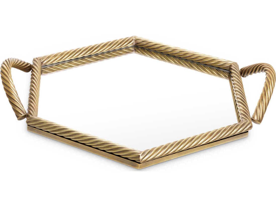Eichholtz Salvi Hexagon Vintage Brass Tray