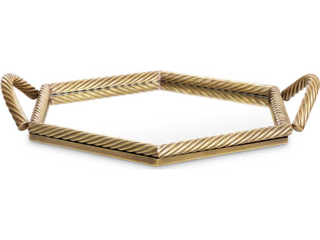 Eichholtz Salvi Hexagon Vintage Brass Tray