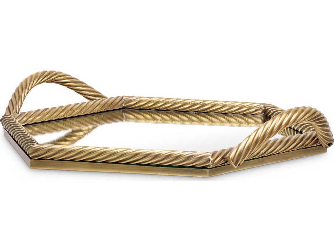 Eichholtz Salvi Hexagon Vintage Brass Tray