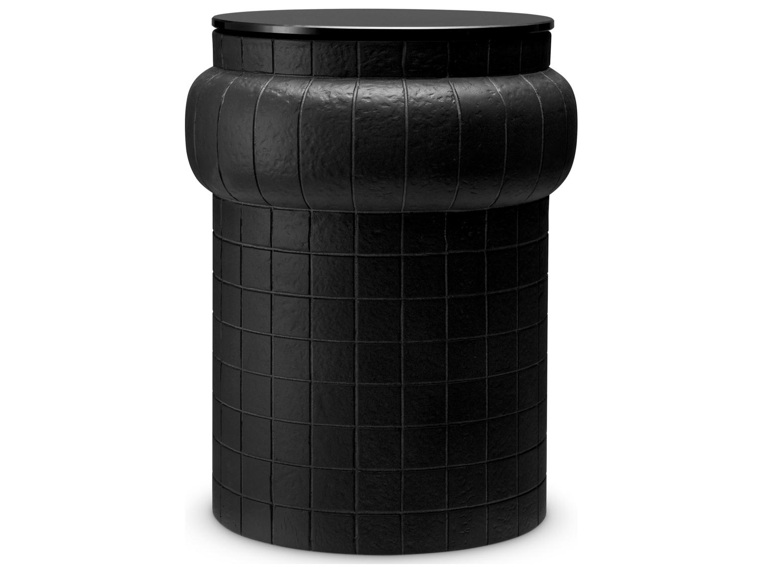 Eichholtz Round Black X Glass End Table