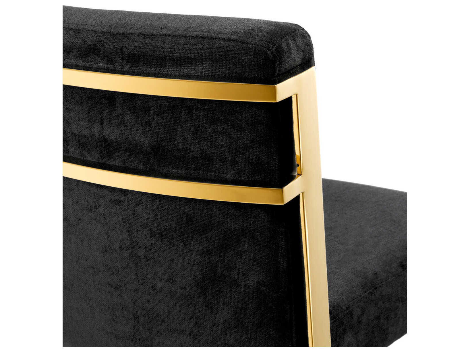 Eichholtz Scott Gold Black Velvet Upholstered Bar Stool