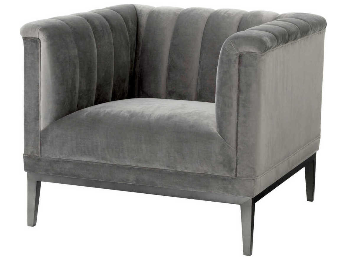 Eichholtz Raffles Gray Velvet Accent Chair