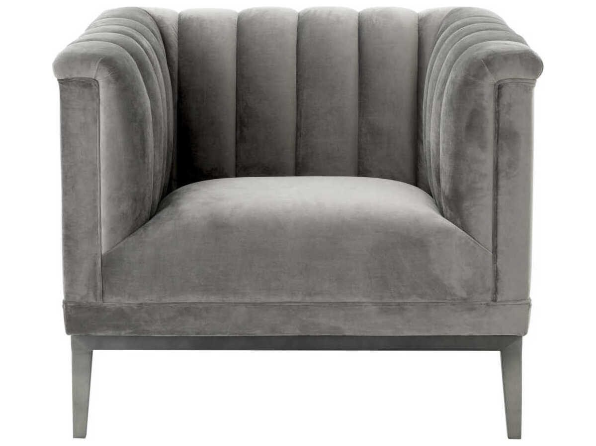 Eichholtz Raffles Gray Velvet Accent Chair