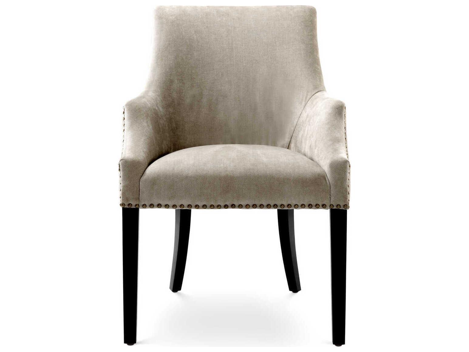 Eichholtz Legacy Black Upholstered Arm Dining Chair