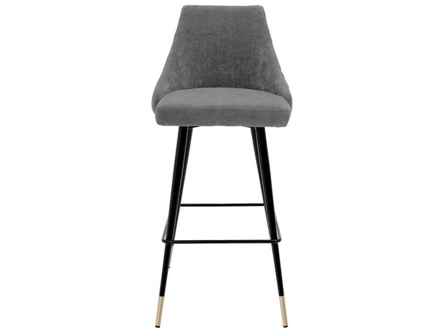 Eichholtz Cedro Clarck Grey Black & Brass Legs Upholstered Bar Stool