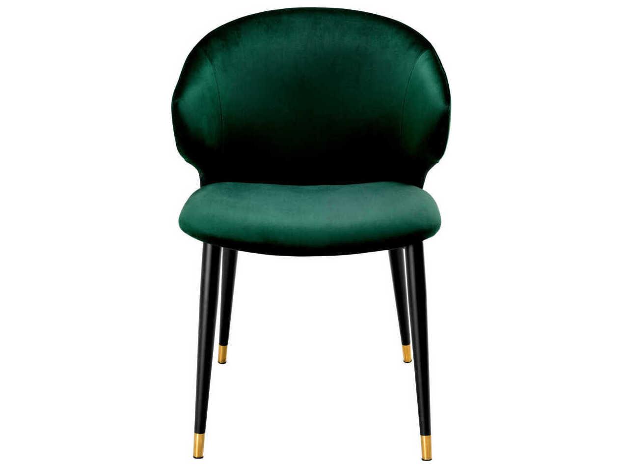 Eichholtz Volante Green Velvet Upholstered Arm Dining Chair