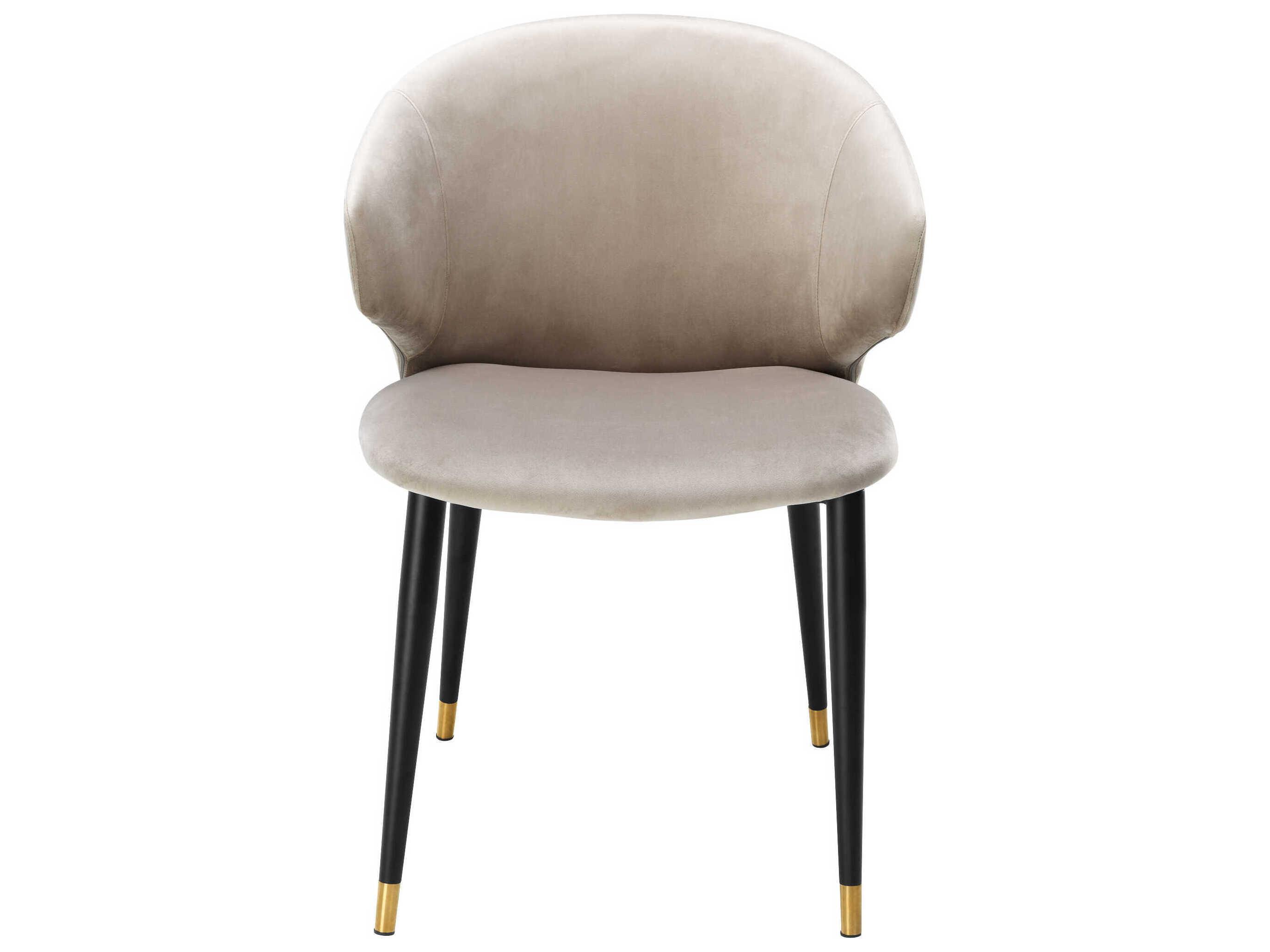 Eichholtz Volante Black Velvet Upholstered Arm Dining Chair
