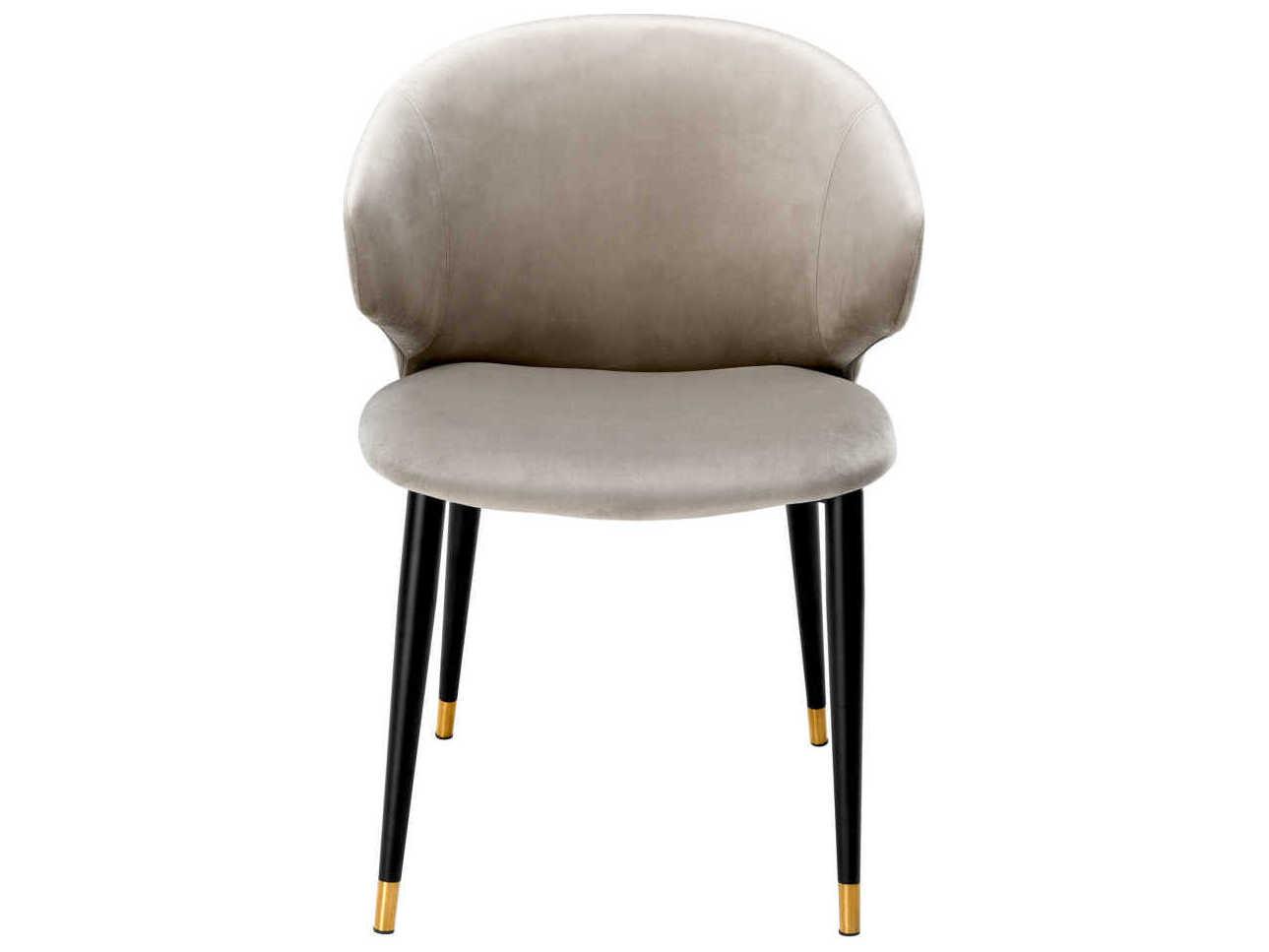 Eichholtz Volante Black Velvet Upholstered Arm Dining Chair
