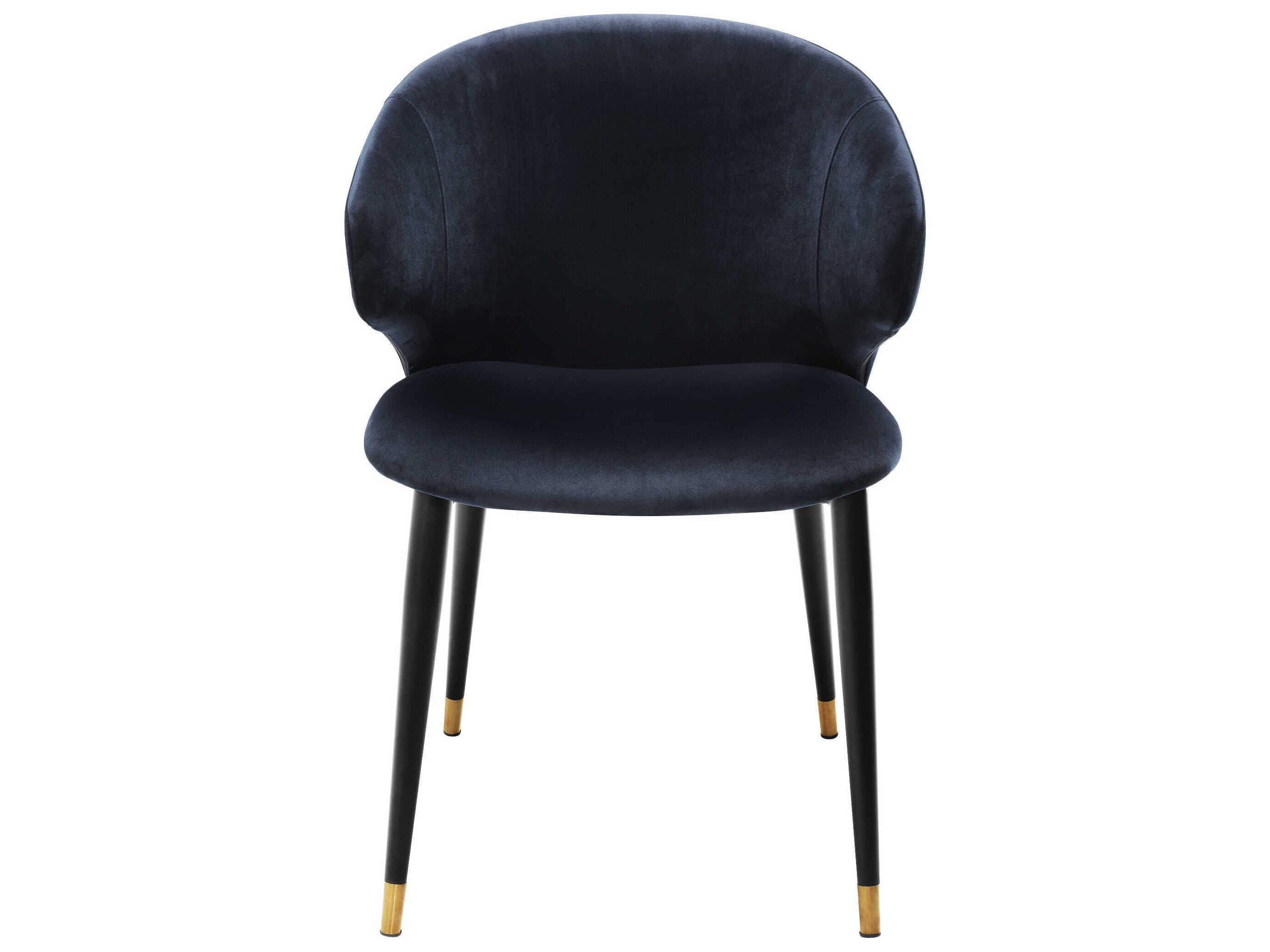 Eichholtz Volante Black Velvet Upholstered Arm Dining Chair