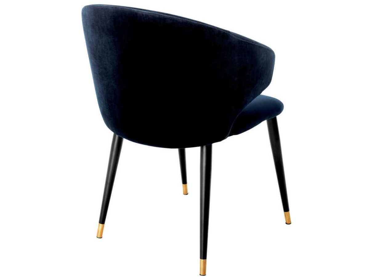 Eichholtz Volante Black Velvet Upholstered Arm Dining Chair