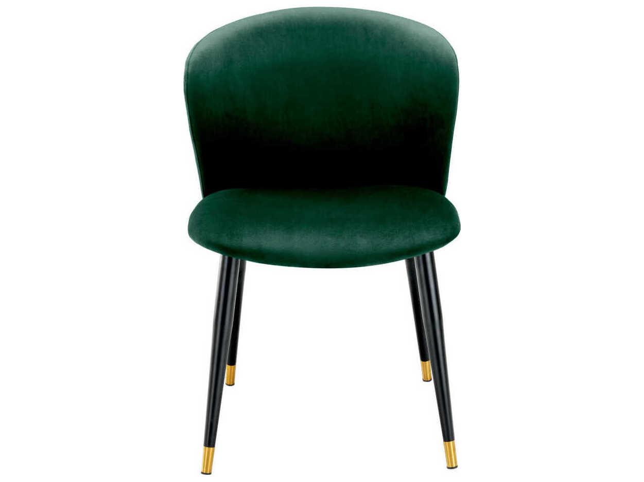 Eichholtz Volante Green Velvet Upholstered Armless Dining Chair