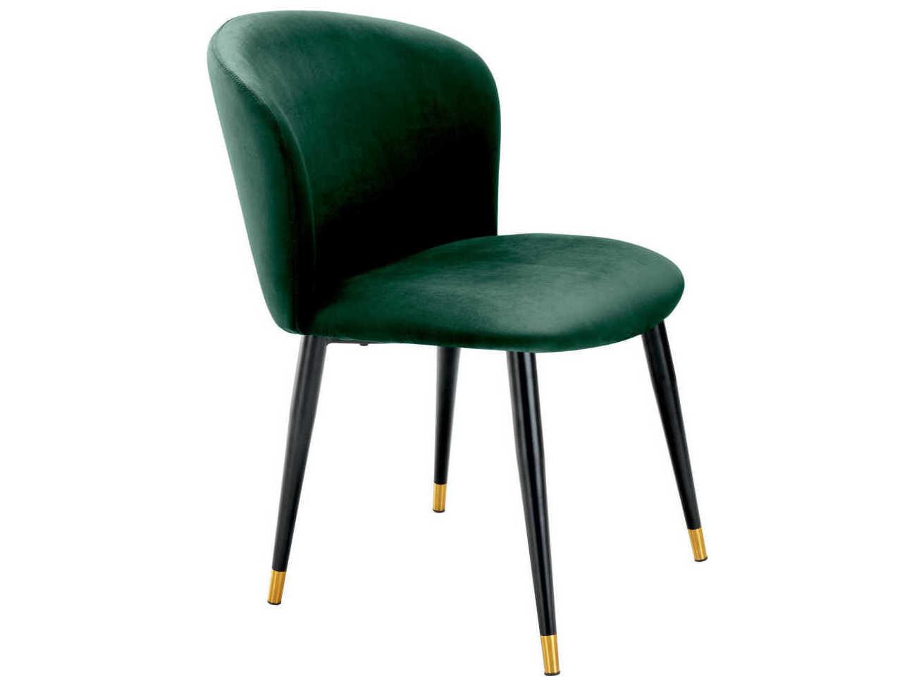Eichholtz Volante Green Velvet Upholstered Armless Dining Chair