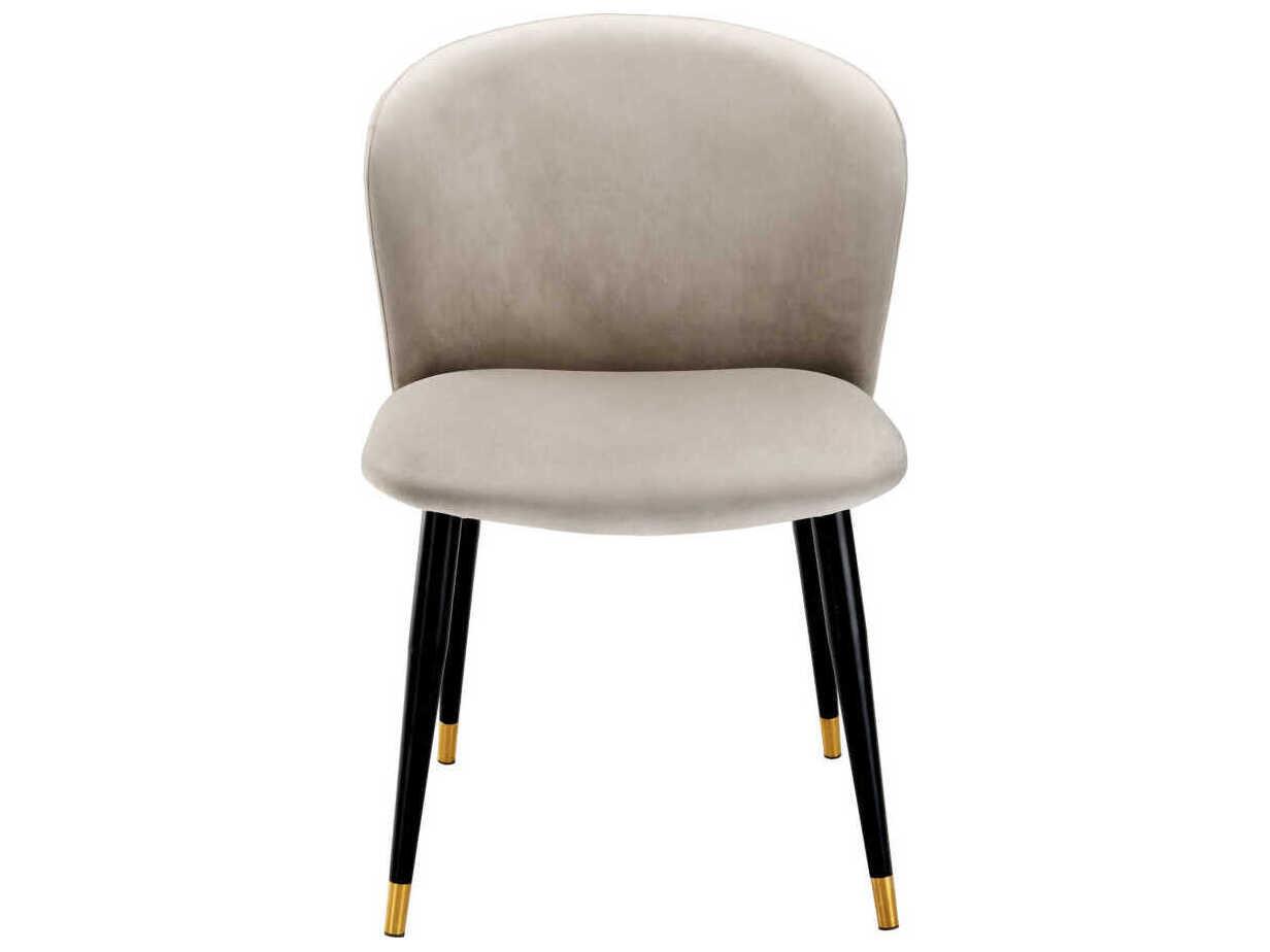 Eichholtz Volante Black Velvet Upholstered Armless Dining Chair