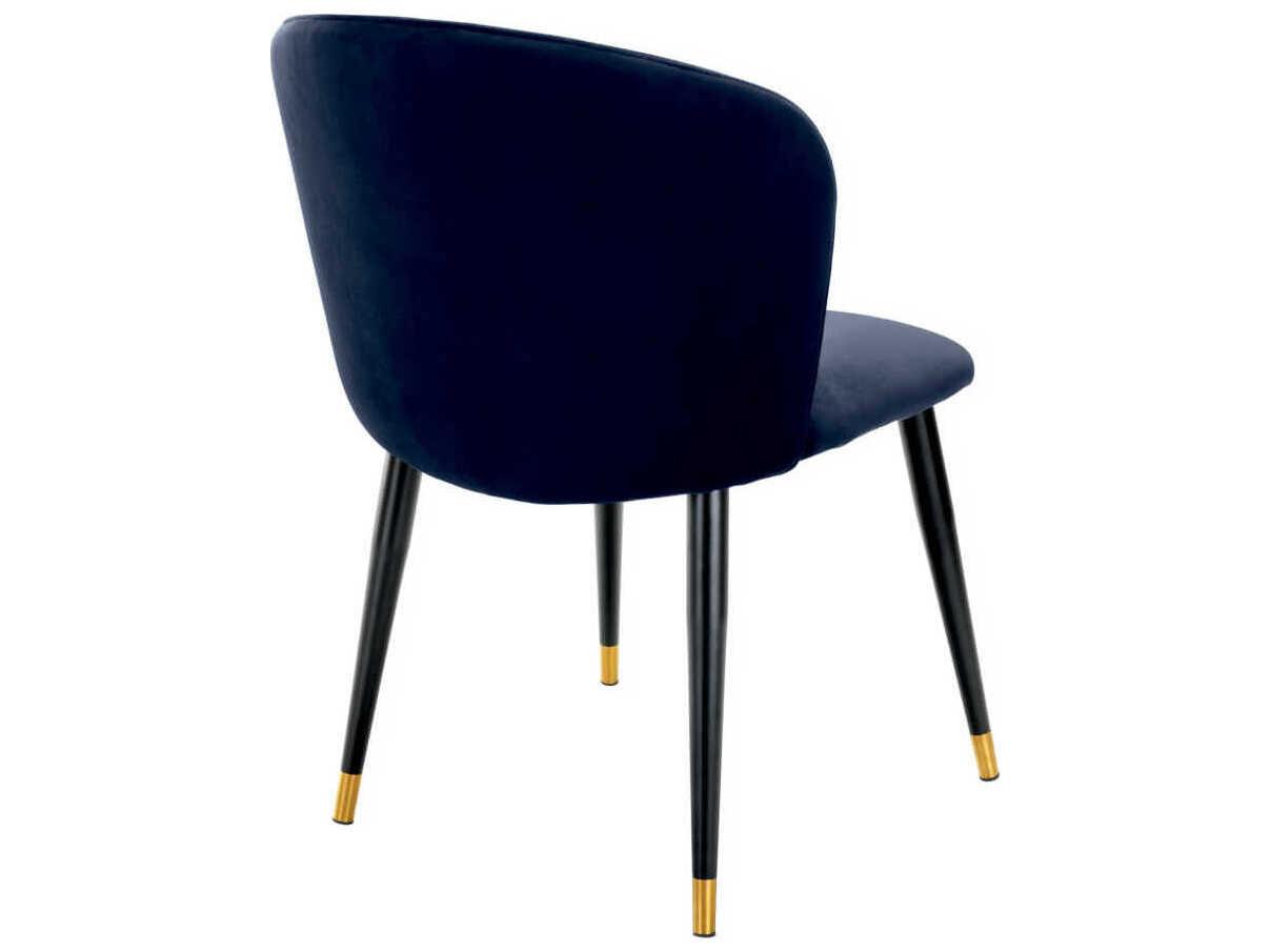 Eichholtz Volante Black Velvet Upholstered Armless Dining Chair