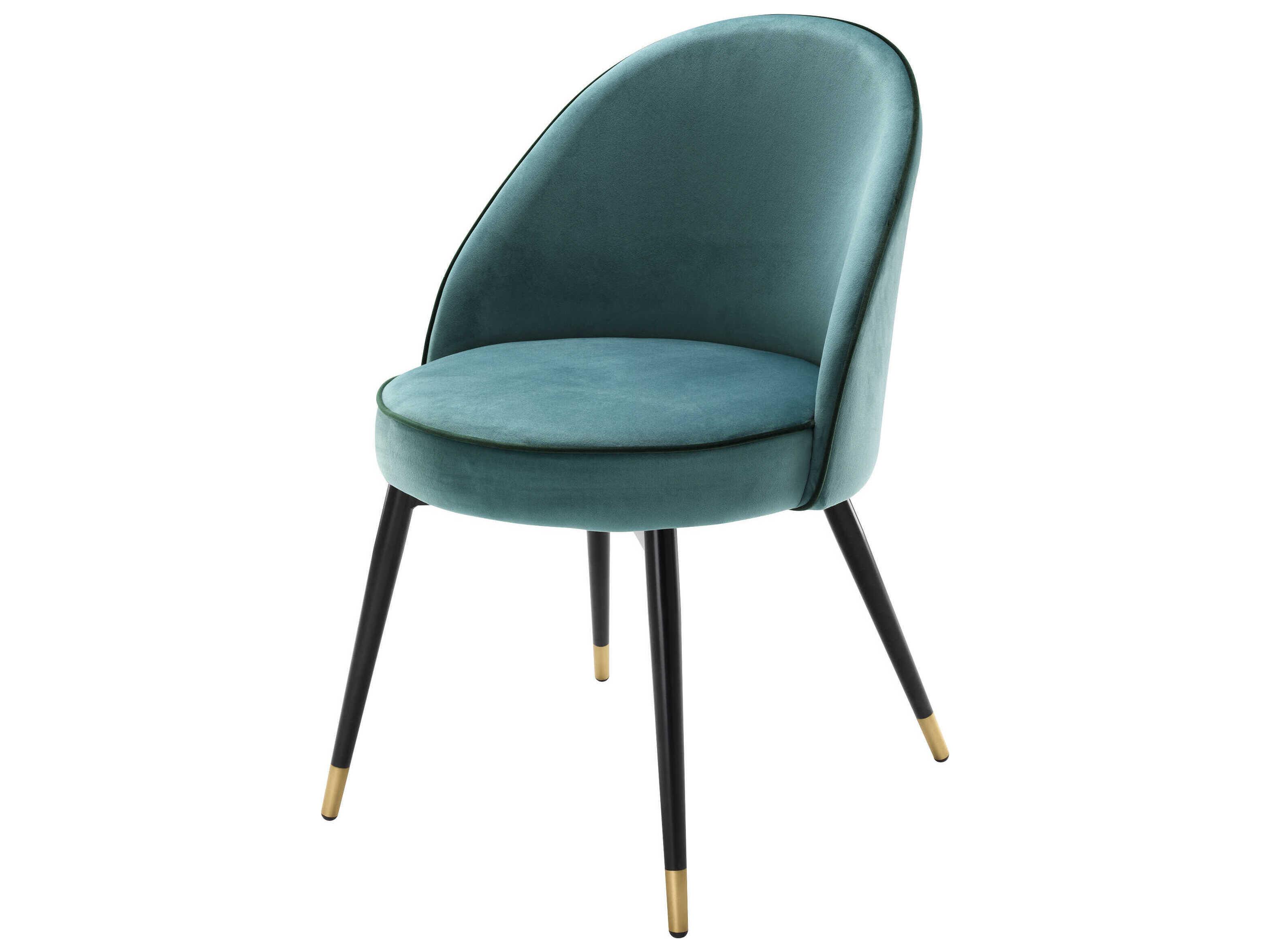 Eichholtz Cooper Black Velvet Upholstered Armless Dining Chair Set of 2