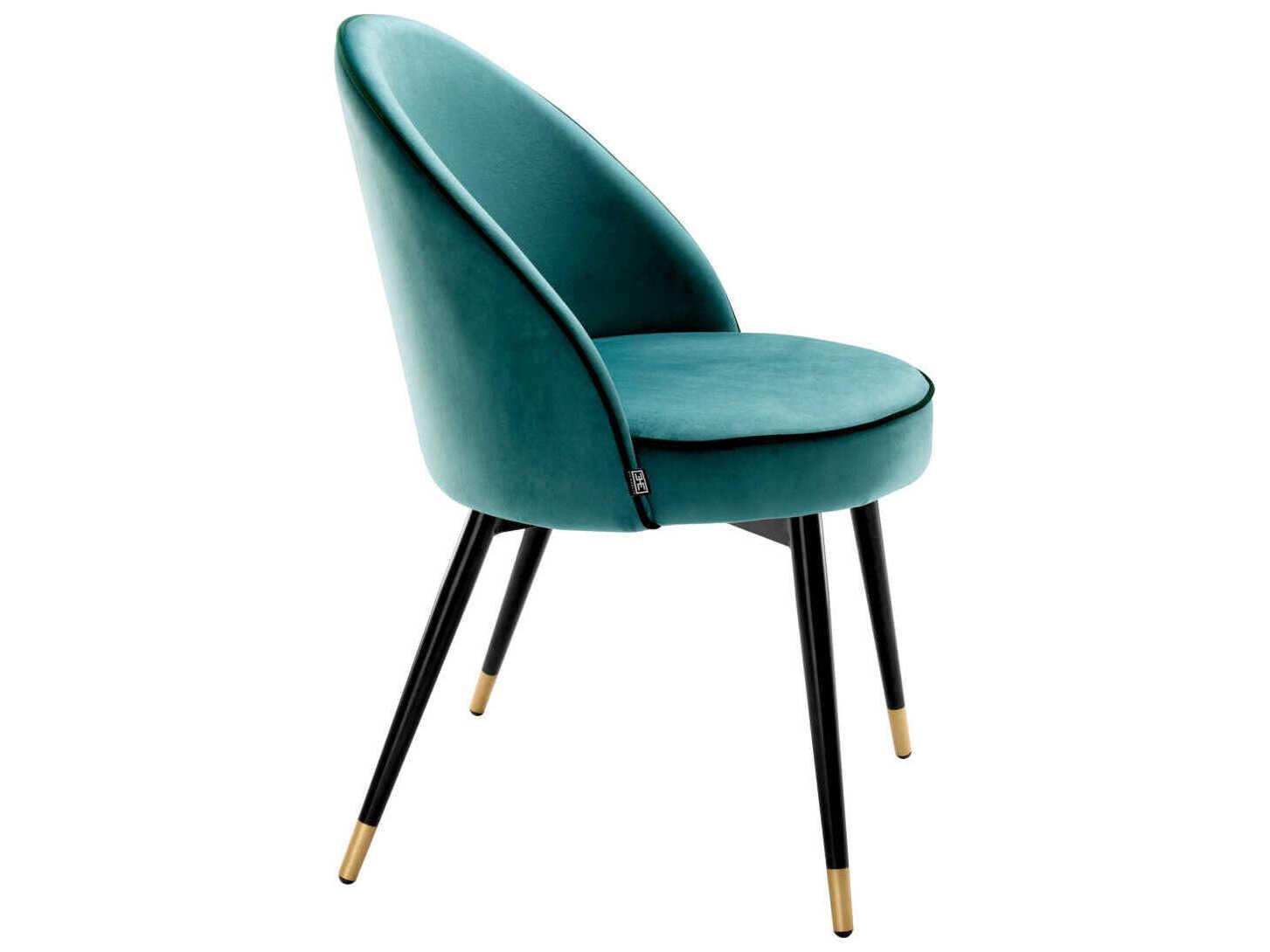 Eichholtz Cooper Black Velvet Upholstered Armless Dining Chair Set of 2