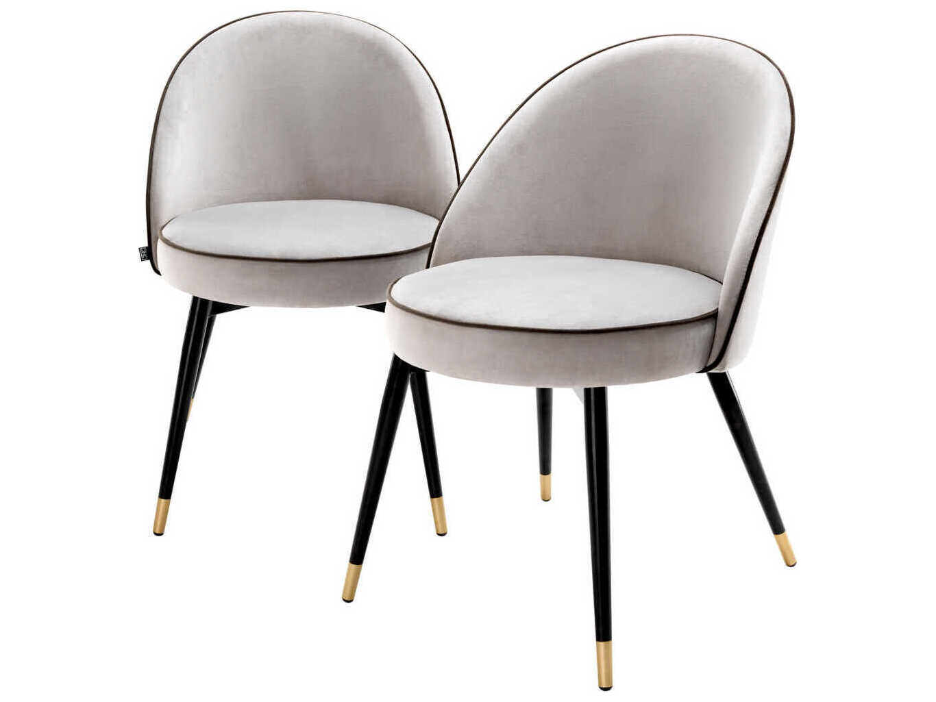 Eichholtz Cooper Black Velvet Upholstered Armless Dining Chair Set of 2