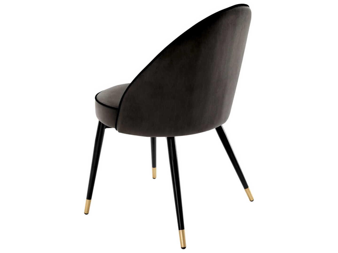 Eichholtz Cooper Black Velvet Upholstered Armless Dining Chair Set of 2