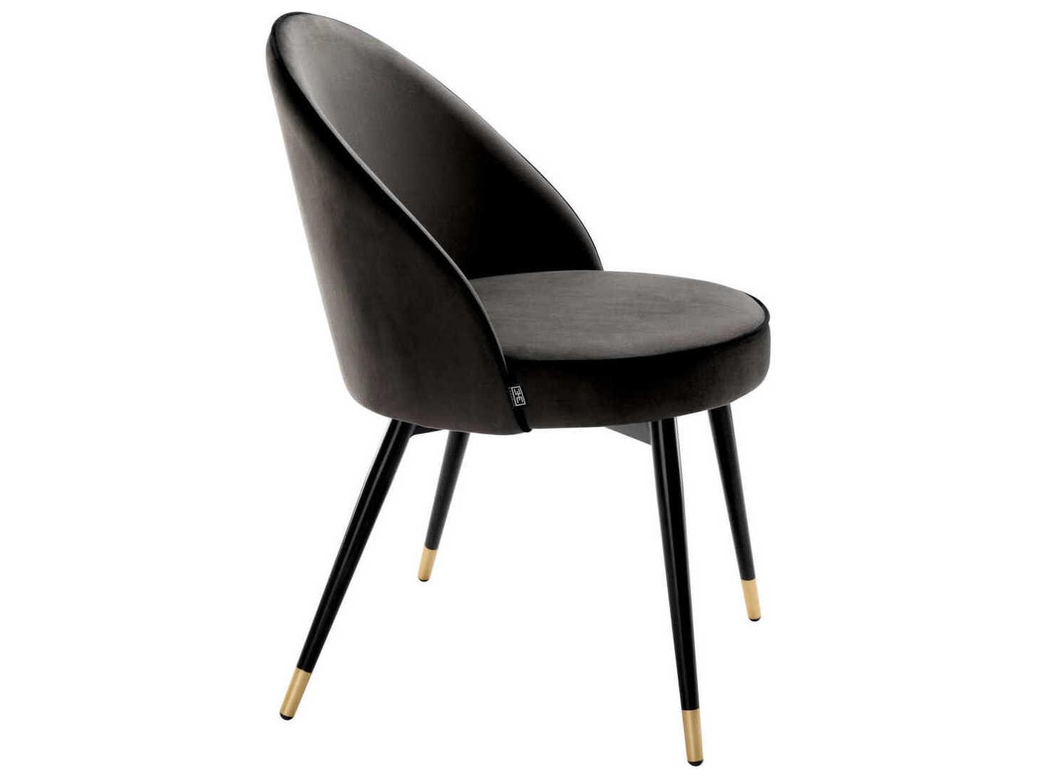 Eichholtz Cooper Black Velvet Upholstered Armless Dining Chair Set of 2