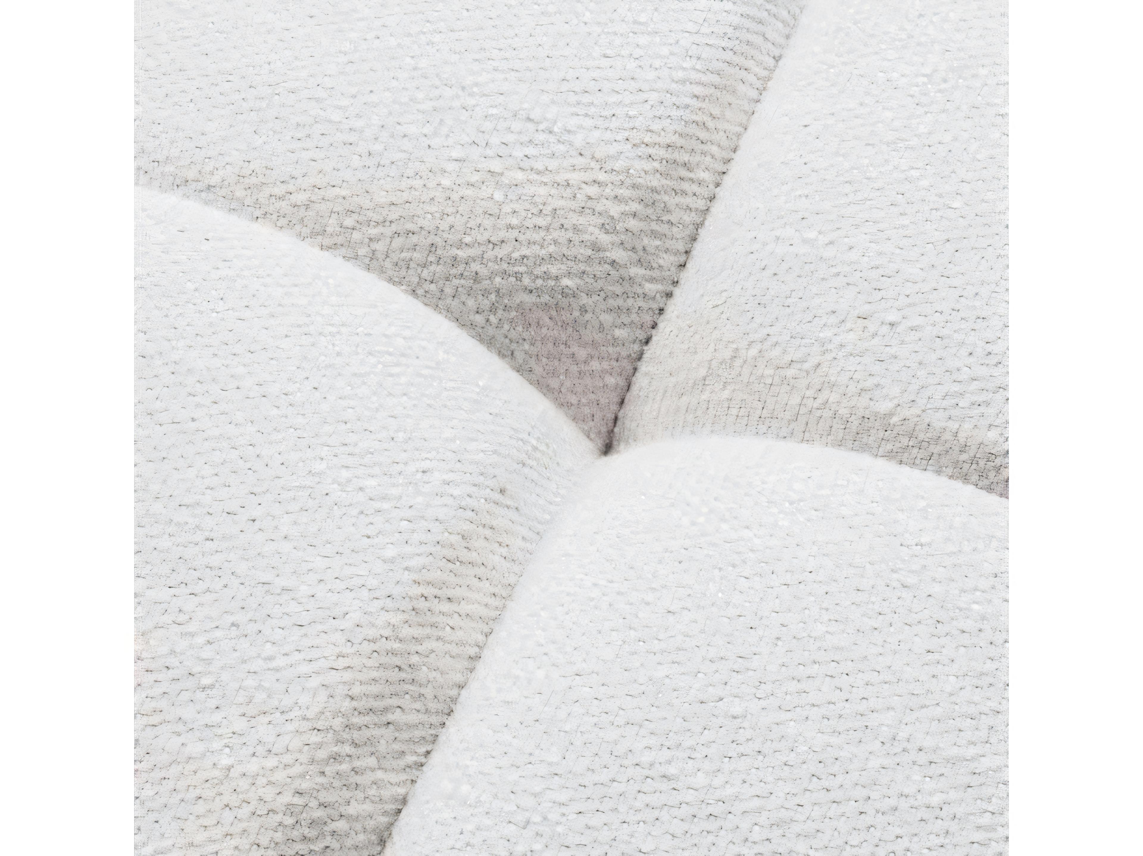 Eichholtz Aurelio Avalon White Gunmetal Base Cream Upholstered Ottoman