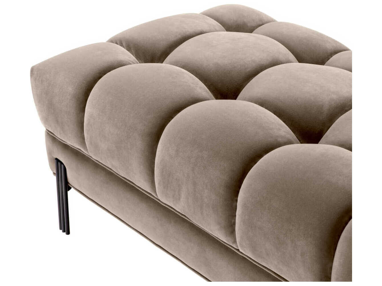 Eichholtz Sienna Savona Greige Velvet Black Legs Beige Upholstered Accent Bench
