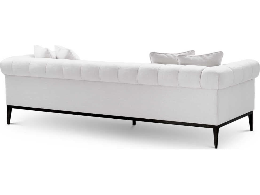 Eichholtz Aurelio Avalon White Gunmetal Base Upholstered Sofa