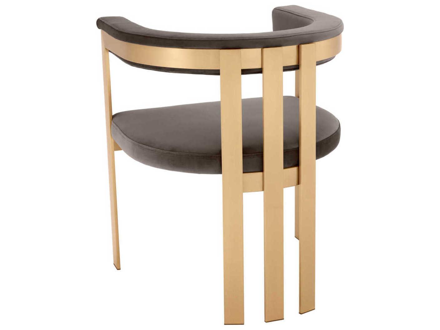 Eichholtz Clubhouse Gold Velvet Upholstered Arm Dining Chair