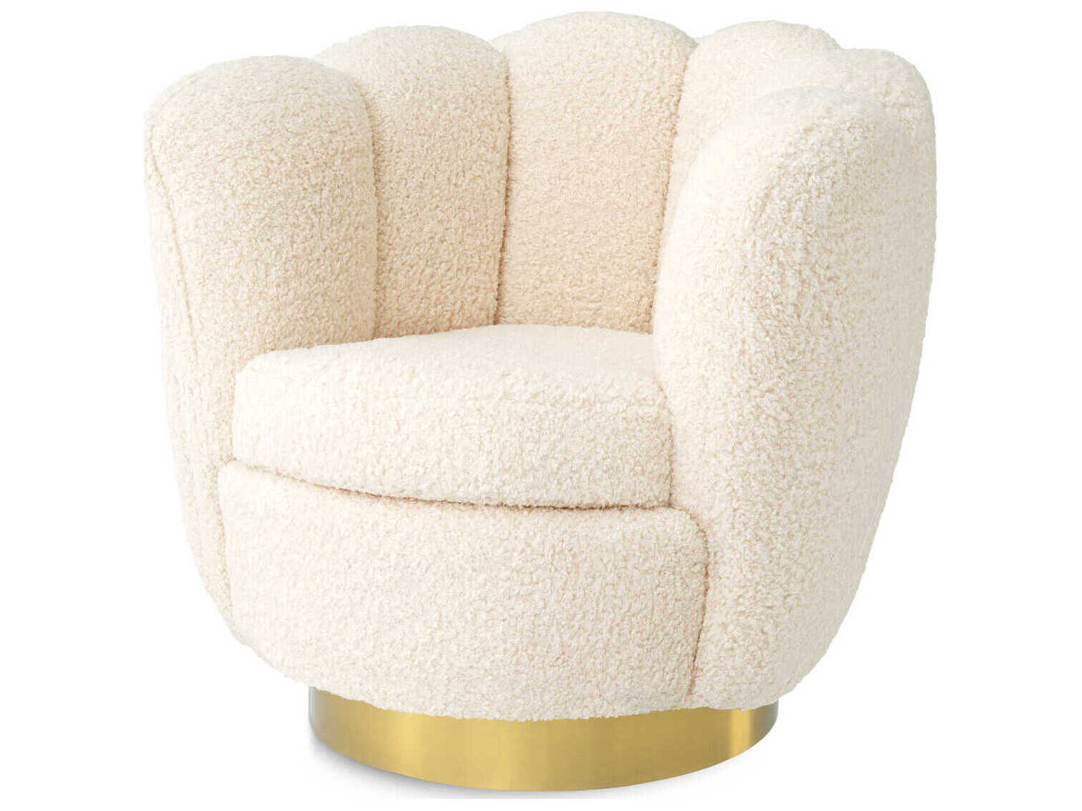 Eichholtz Mirage Swivel Cream Faux Leather Accent Chair