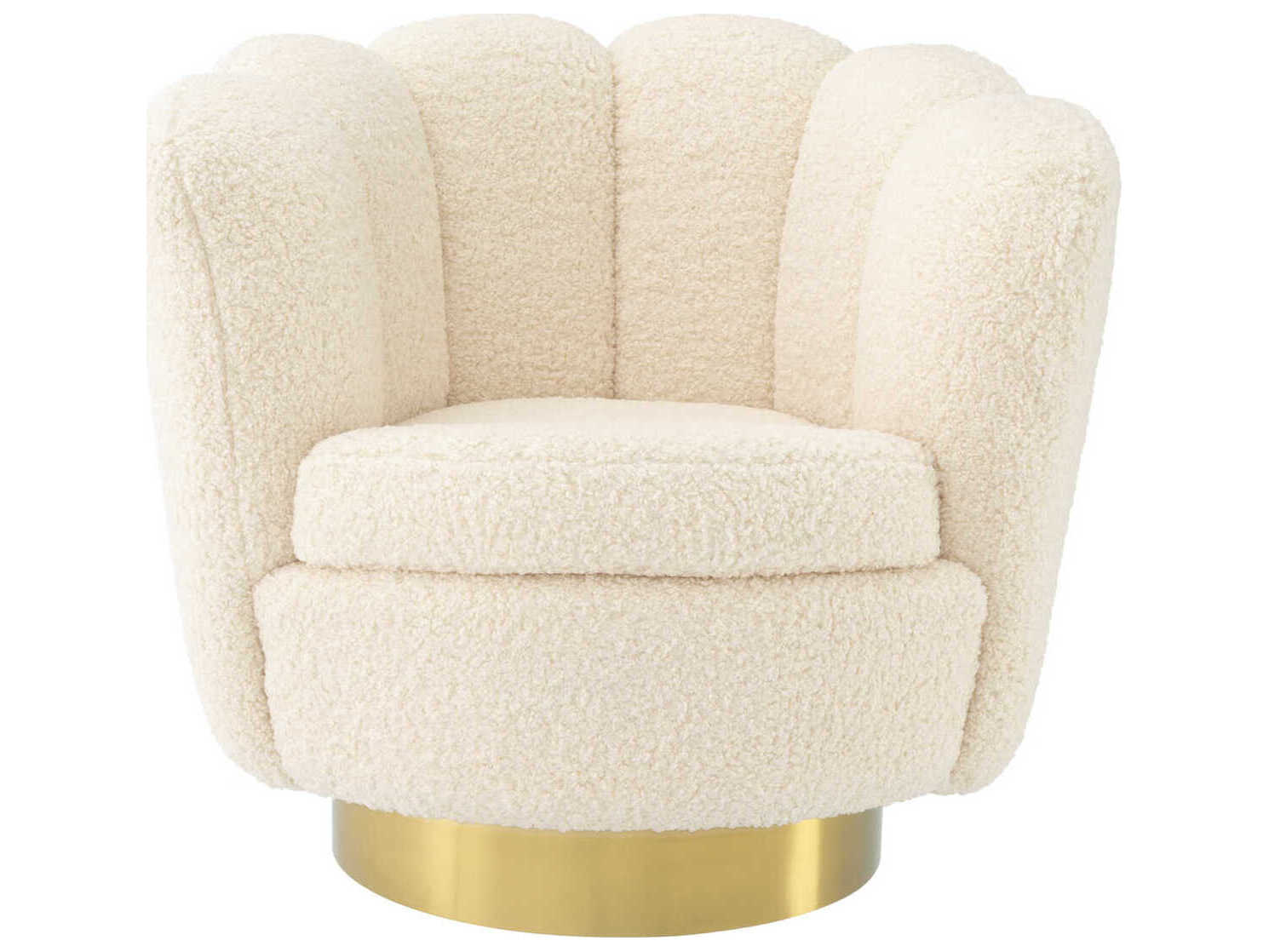Eichholtz Mirage Swivel Cream Faux Leather Accent Chair