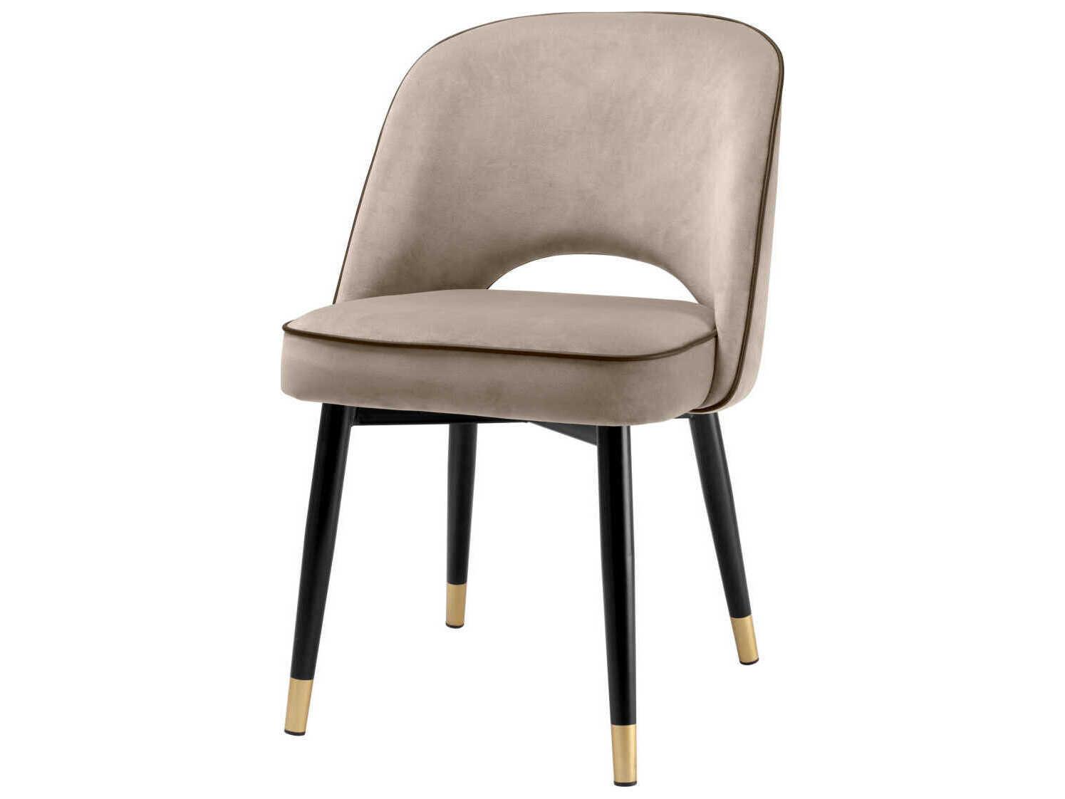 Eichholtz Cliff Black Velvet Upholstered Armless Dining Chair Set of 2