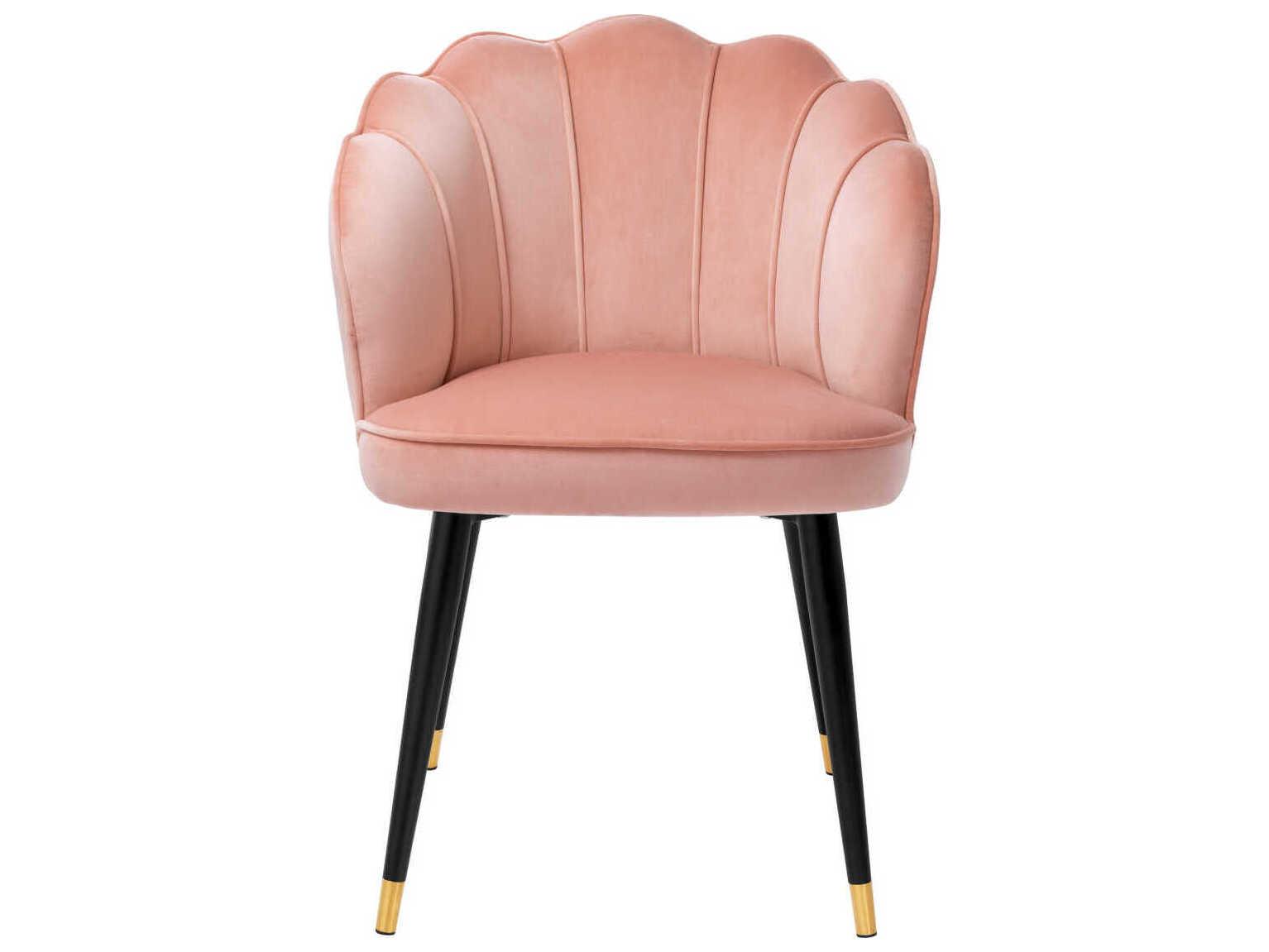 Eichholtz Bristol Pink Velvet Upholstered Arm Dining Chair