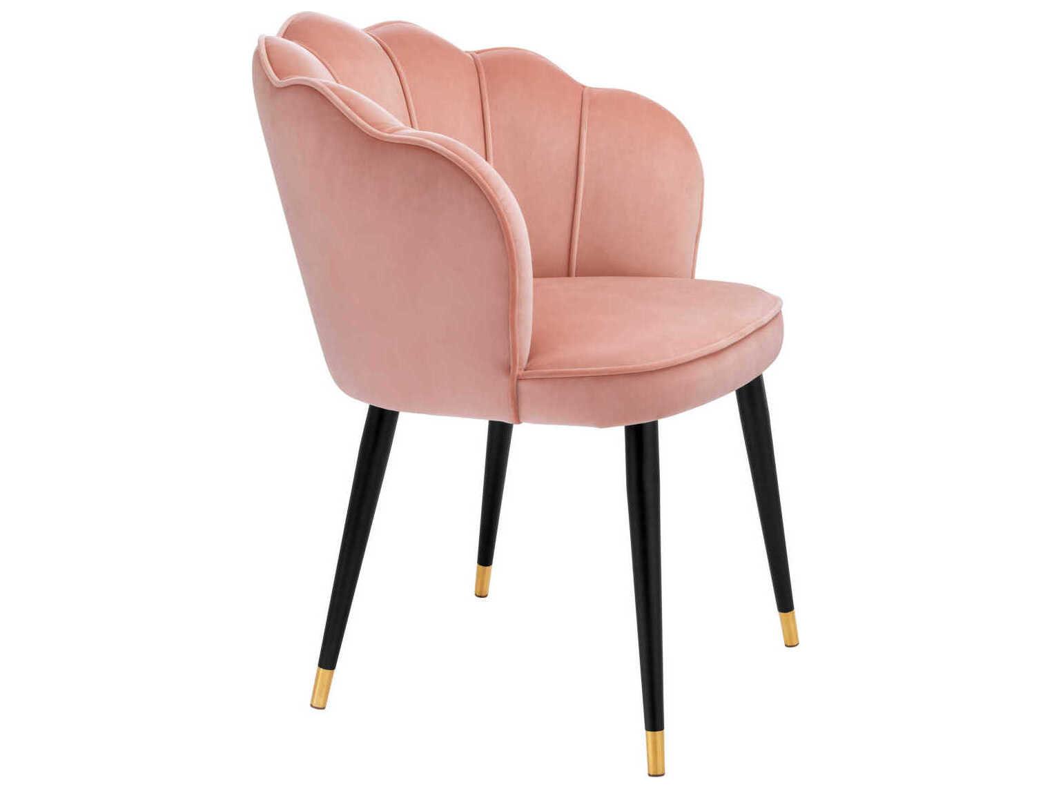Eichholtz Bristol Pink Velvet Upholstered Arm Dining Chair