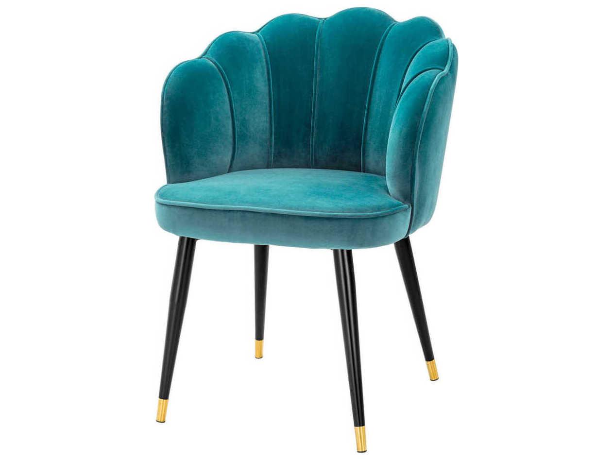 Eichholtz Bristol Black Velvet Upholstered Arm Dining Chair