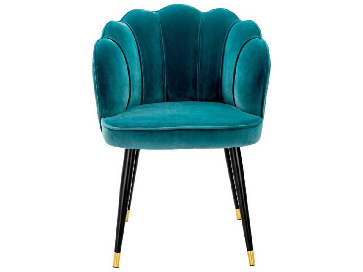 Eichholtz Bristol Black Velvet Upholstered Arm Dining Chair