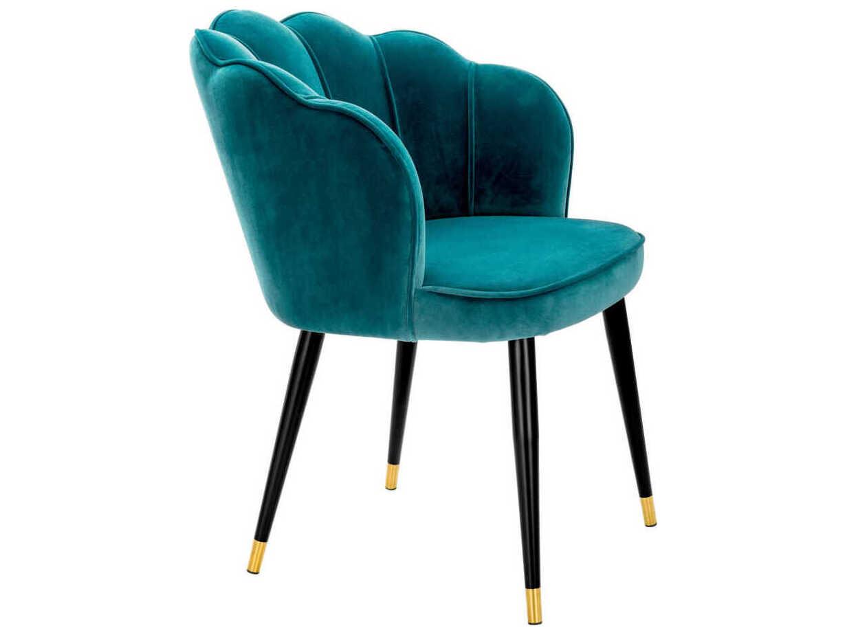 Eichholtz Bristol Black Velvet Upholstered Arm Dining Chair